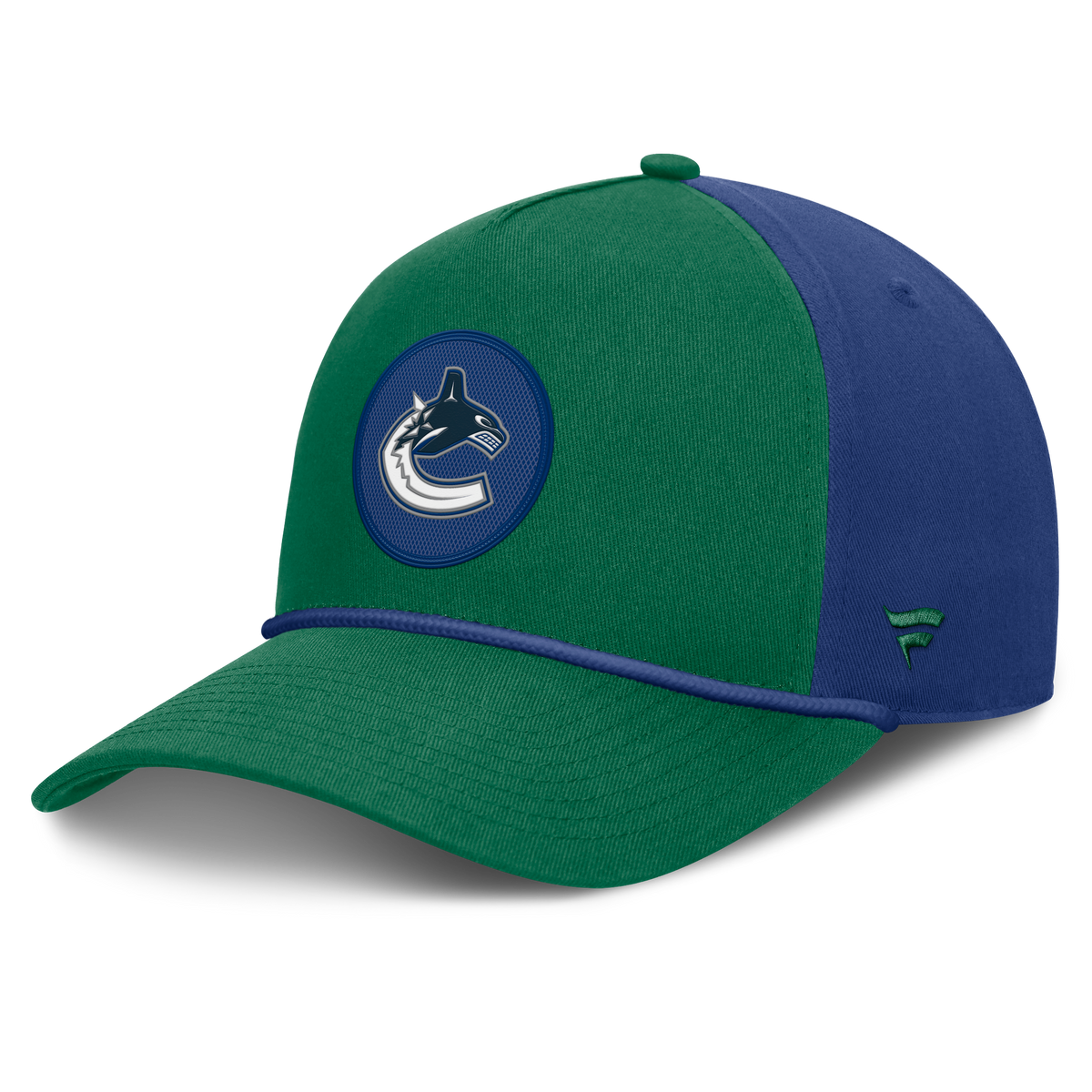 Vancouver Canucks NHL Fanatics Branded Men's Royal Blue/Green Authentic Pro Rink A-Frame Snapback