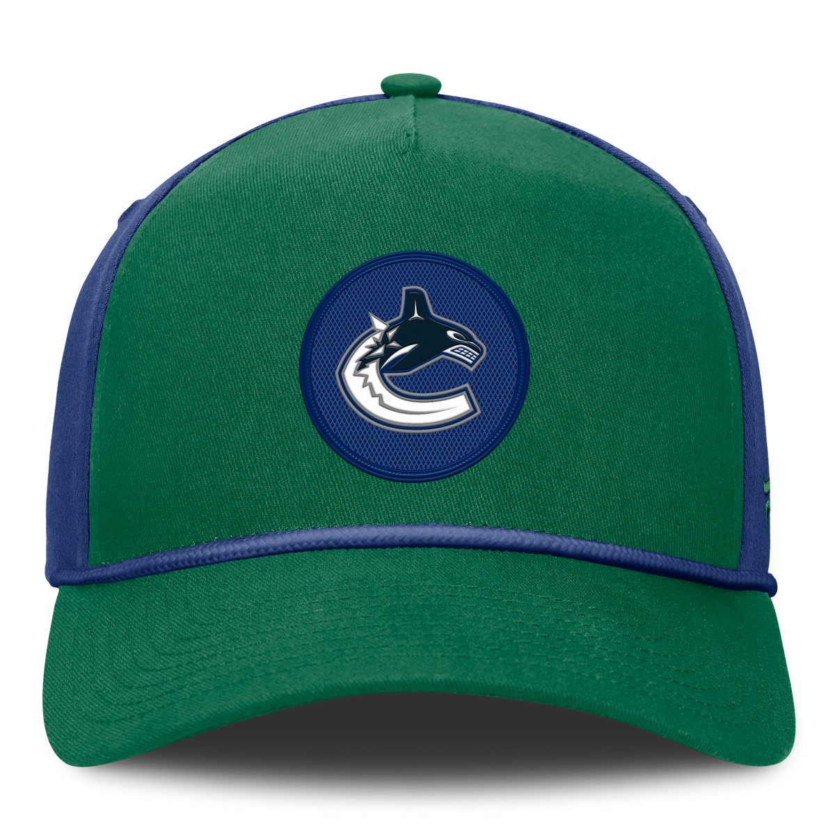 Vancouver Canucks NHL Fanatics Branded Men's Royal Blue/Green Authentic Pro Rink A-Frame Snapback
