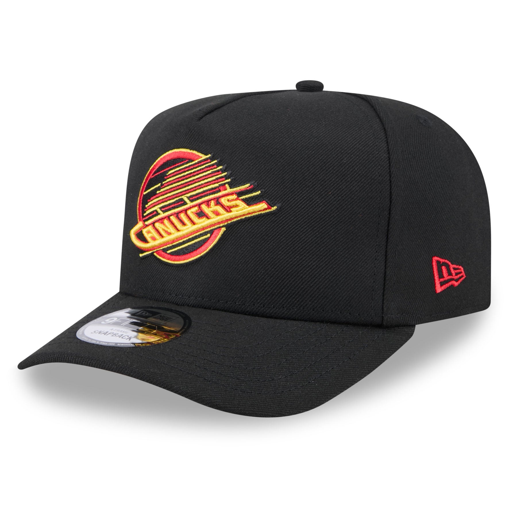 Casquette à visière snapback 9Fifty A-Frame noire pour homme des Canucks de Vancouver de la LNH de New Era