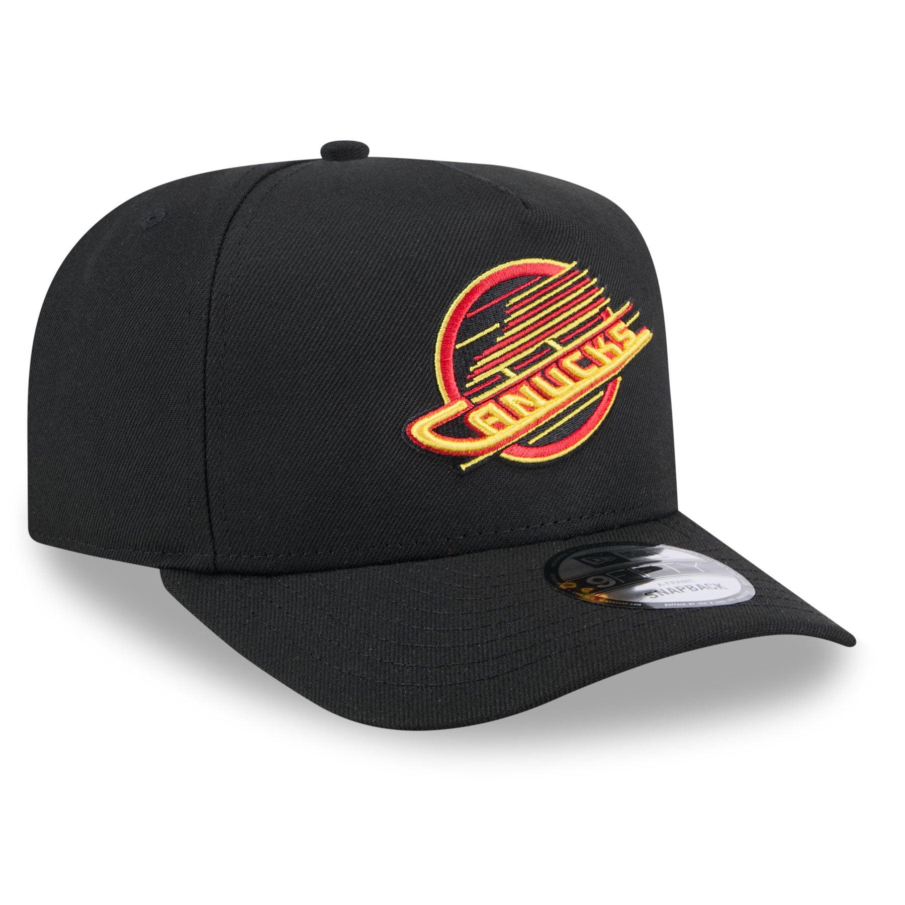 Casquette à visière snapback 9Fifty A-Frame noire pour homme des Canucks de Vancouver de la LNH de New Era