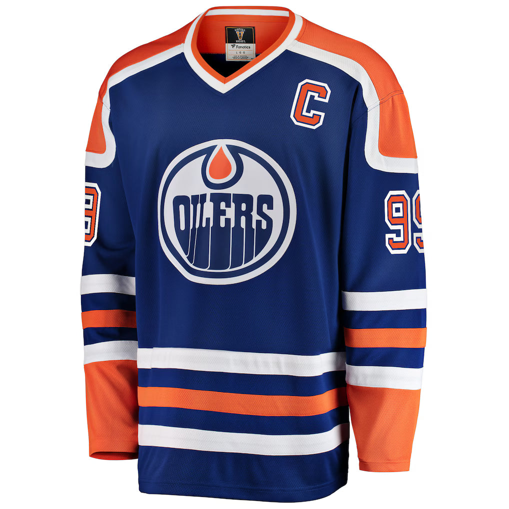 Wayne Gretzky Edmonton Oilers NHL Fanatics Branded Men's Royal Blue Premier Vintage Breakaway Jersey