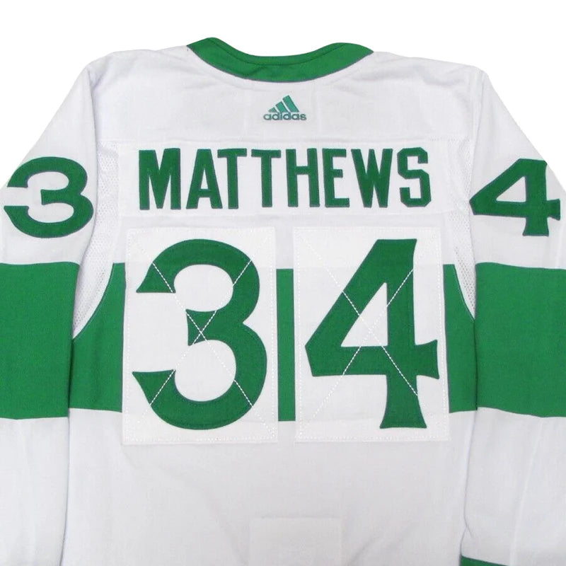 Auston Matthews Toronto Maple Leafs St Pats NHL Adidas Maillot Pro authentique Primegreen blanc pour hommes