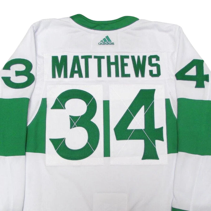 Auston Matthews Toronto Maple Leafs St Pats NHL Adidas Men's White Primegreen Authentic Pro Jersey