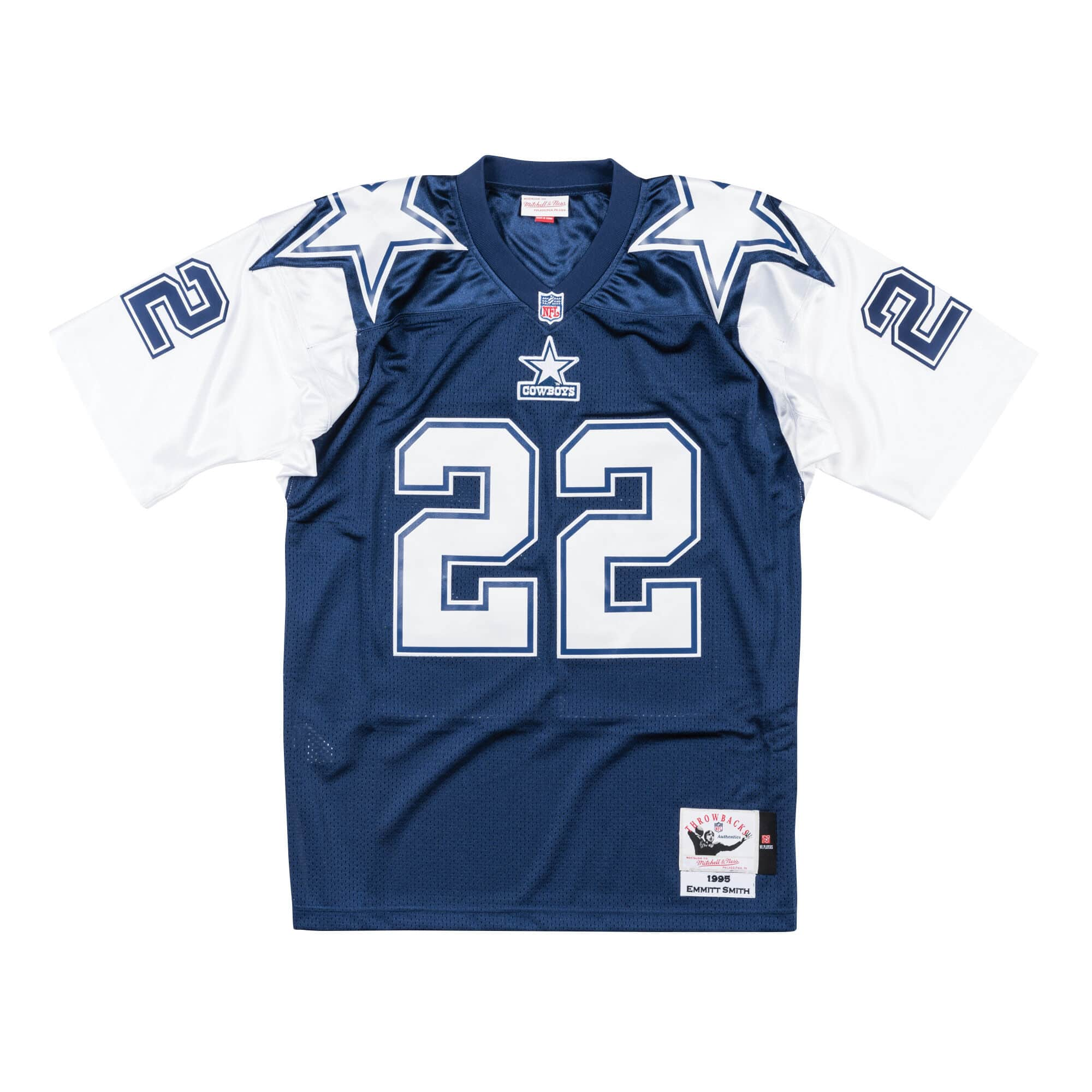 Emmitt Smith Dallas Cowboys NFL Mitchell & Ness Maillot authentique bleu marine 1995 Throwback pour homme