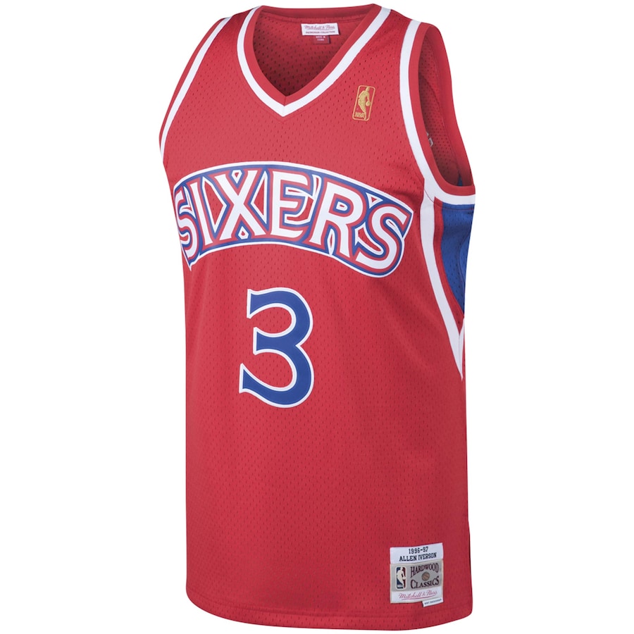 Allen Iverson Philadelphia 76ers NBA Mitchell & Ness Men's Red 1996-97 Hardwood Classics Swingman Jersey