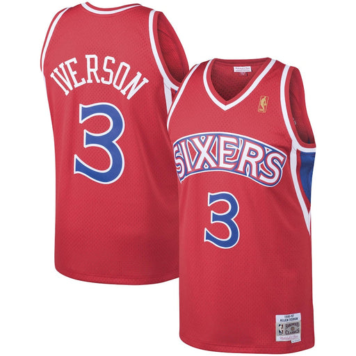 Allen Iverson Philadelphia 76ers NBA Mitchell & Ness Men's Red 1996-97 Hardwood Classics Swingman Jersey