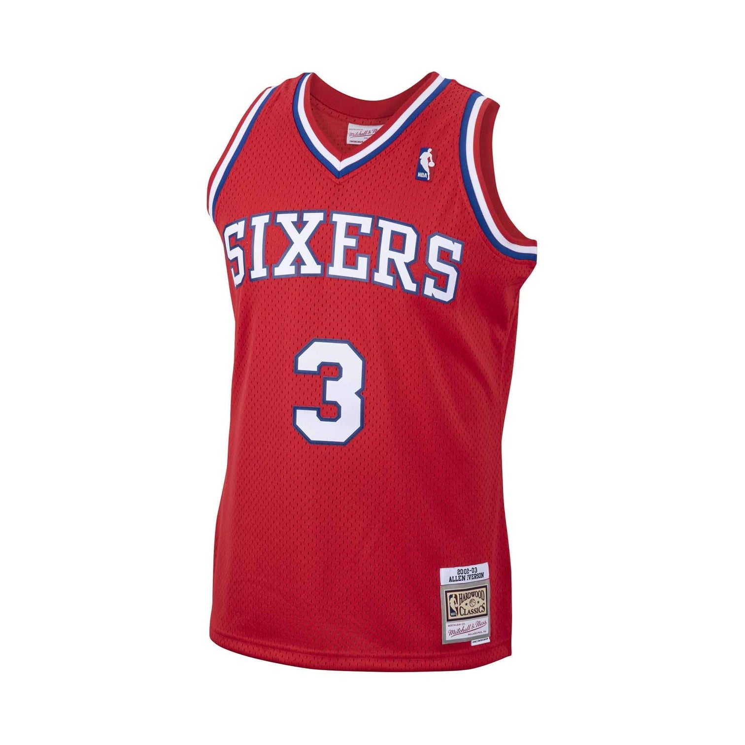 Allen Iverson Philadelphia 76ers NBA Mitchell & Ness Men's Red 2002 Hardwood Classics Swingman Jersey