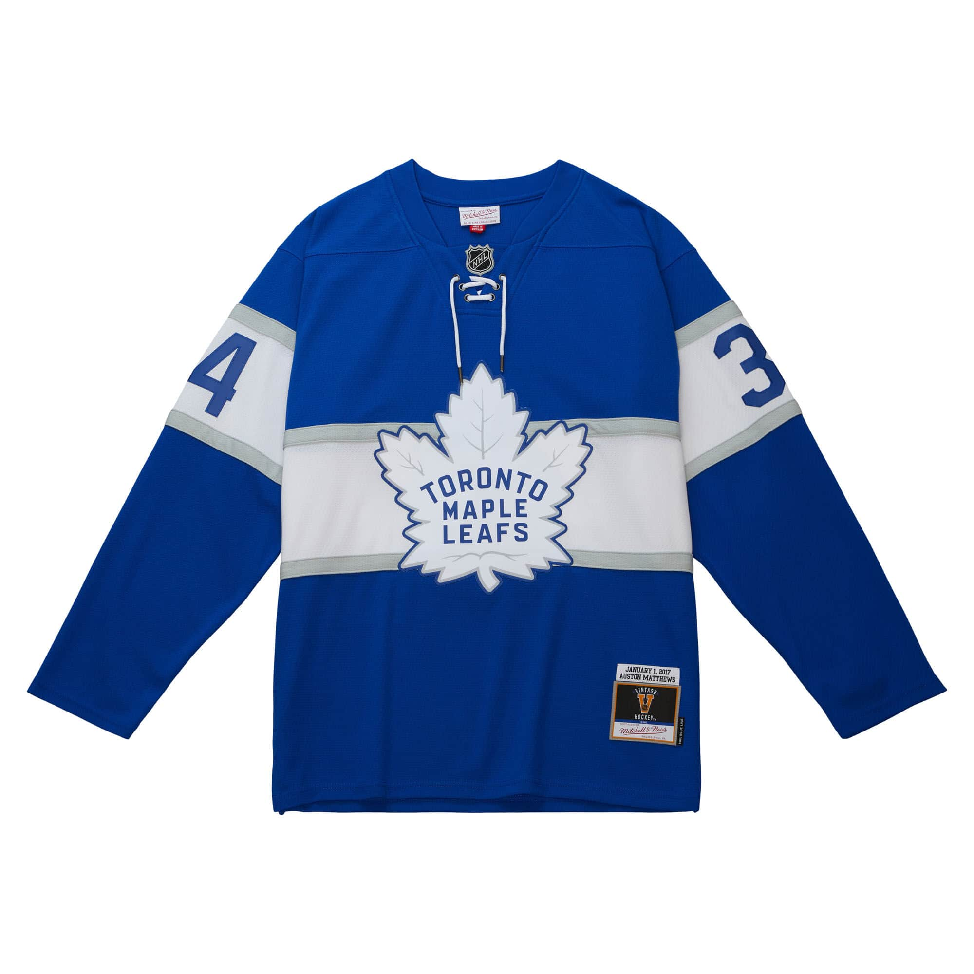 Auston Matthews Toronto Maple Leafs NHL Mitchell & Ness Men's Royal Blue 2017 Blue Line Authentic Jersey