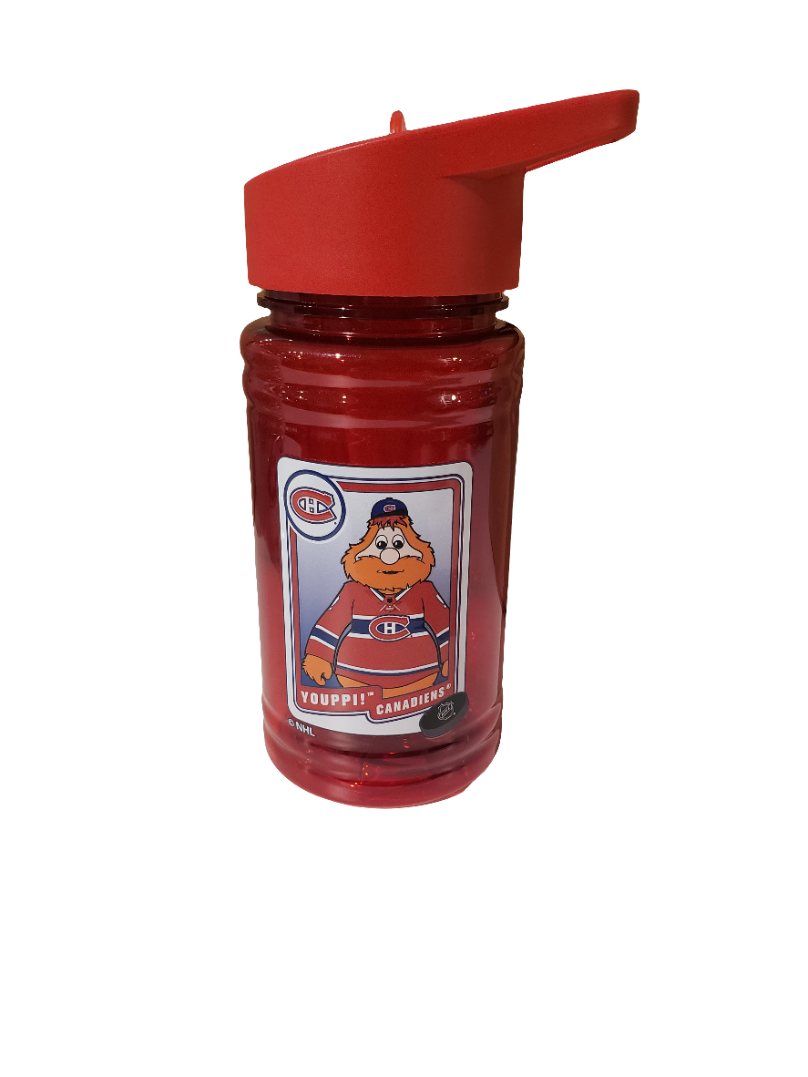 Youppi Montreal Canadiens Kids NHL TSV Red 16oz Plastic Water Bottle Straw Lid