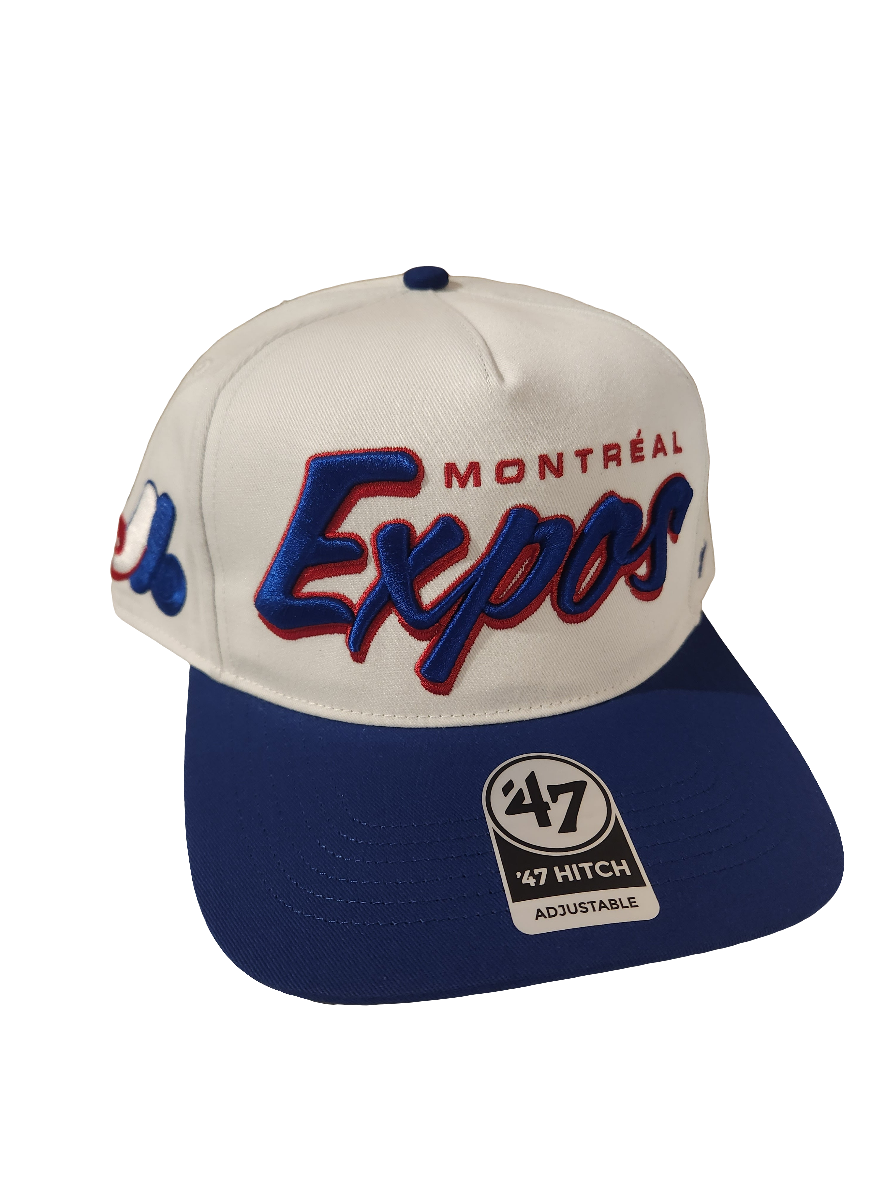 Casquette Snapback MLB 47 Brand pour homme des Expos de Montréal, blanche, avec logo Drop Shadow Hitch