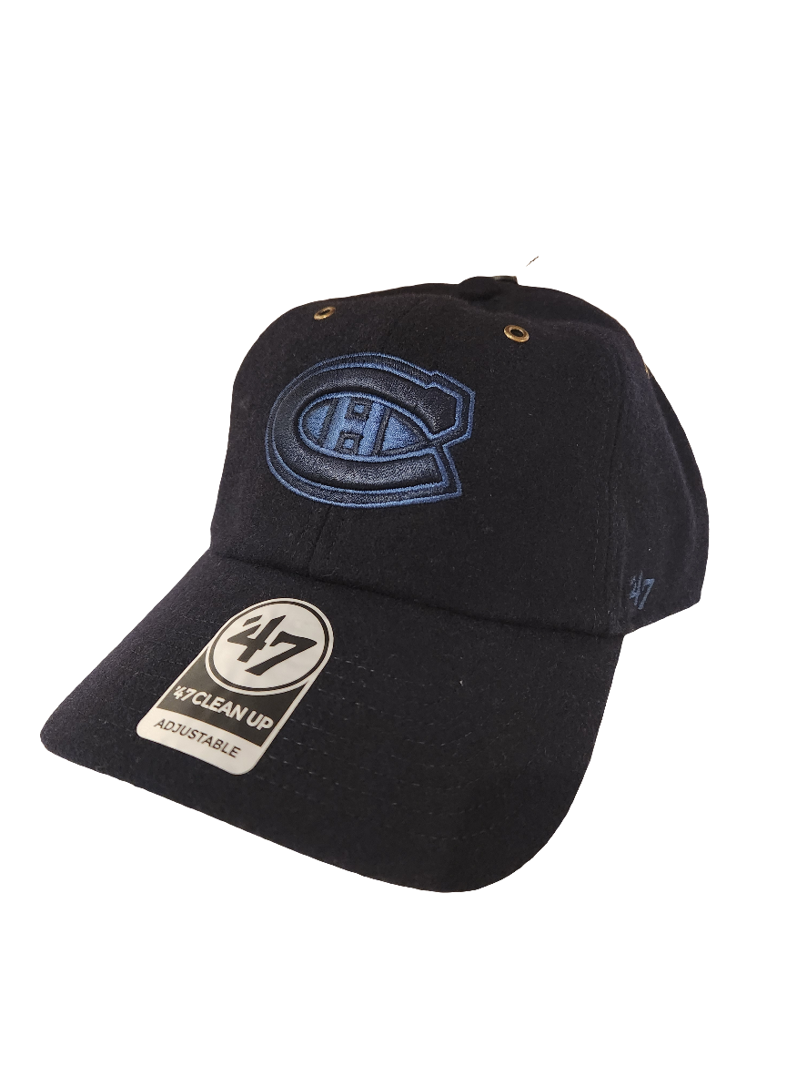 Casquette ajustable pour homme de la marque NHL 47 Canadiens de Montréal, bleu ton sur ton, avec logo Peacoat Clean Up