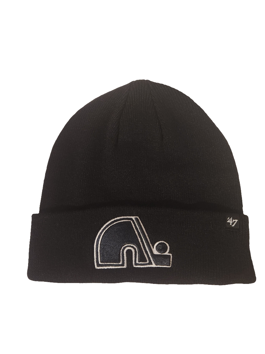 Quebec Nordiques NHL 47 Brand Men's Black Attitude Raised Cuff Knit Beanie