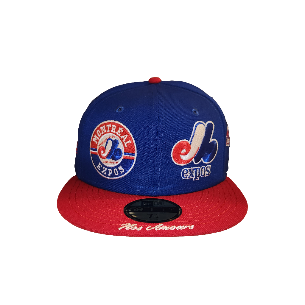 Montreal Expos MLB New Era Men's Royal Blue/Red 59Fifty Cooperstown All Over Patch Pride Fitted Hat