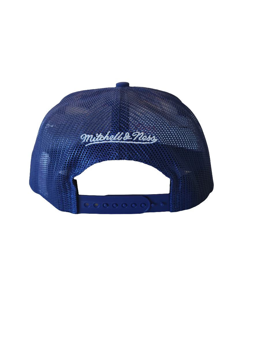 Toronto Blue Jays MLB Mitchell & Ness Men's White Gridlock Trucker Adjustable Fit Snapback Hat