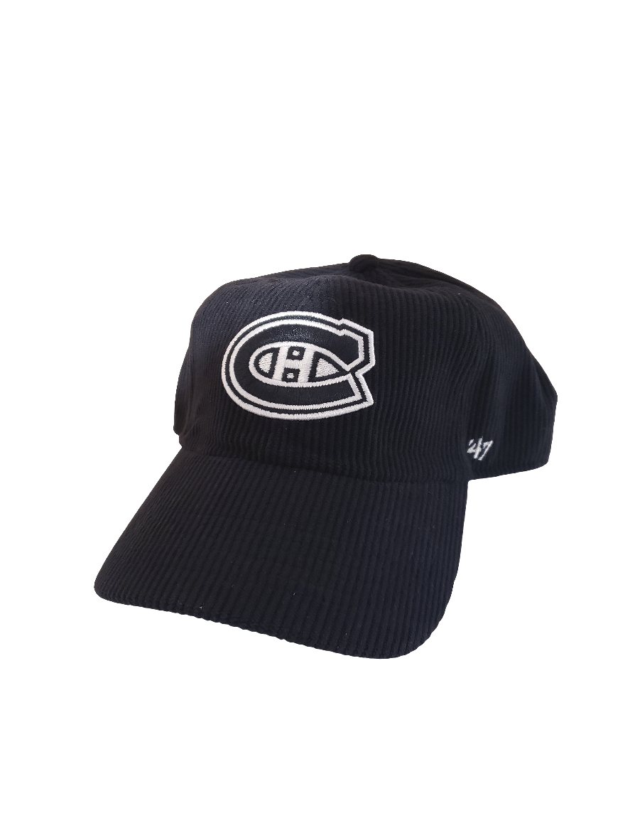 Casquette ajustable en velours côtelé épais noir pour homme des Canadiens de Montréal NHL 47 Brand