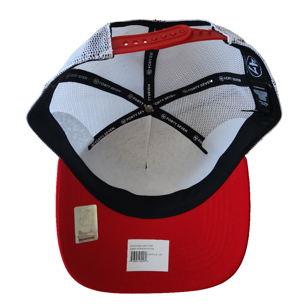 Casquette ajustable avec attelage à super rayures bleu clair/rouge de marque NHL 47 des Nordiques de Québec pour hommes