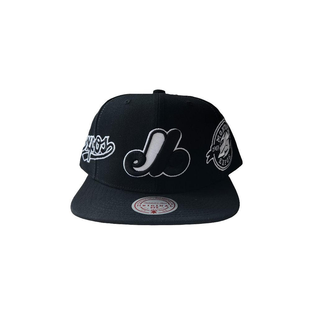 Montreal Expos MLB Mitchell & Ness Men's Black Trifecta Cooperstown Original Fit Snapback
