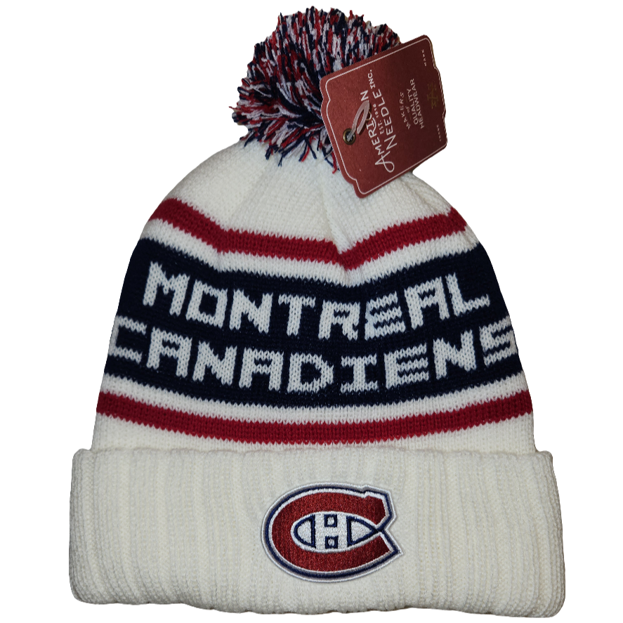 Montreal Canadiens NHL American Needle Men's Cream Pillow Line Cuff Pom Knit