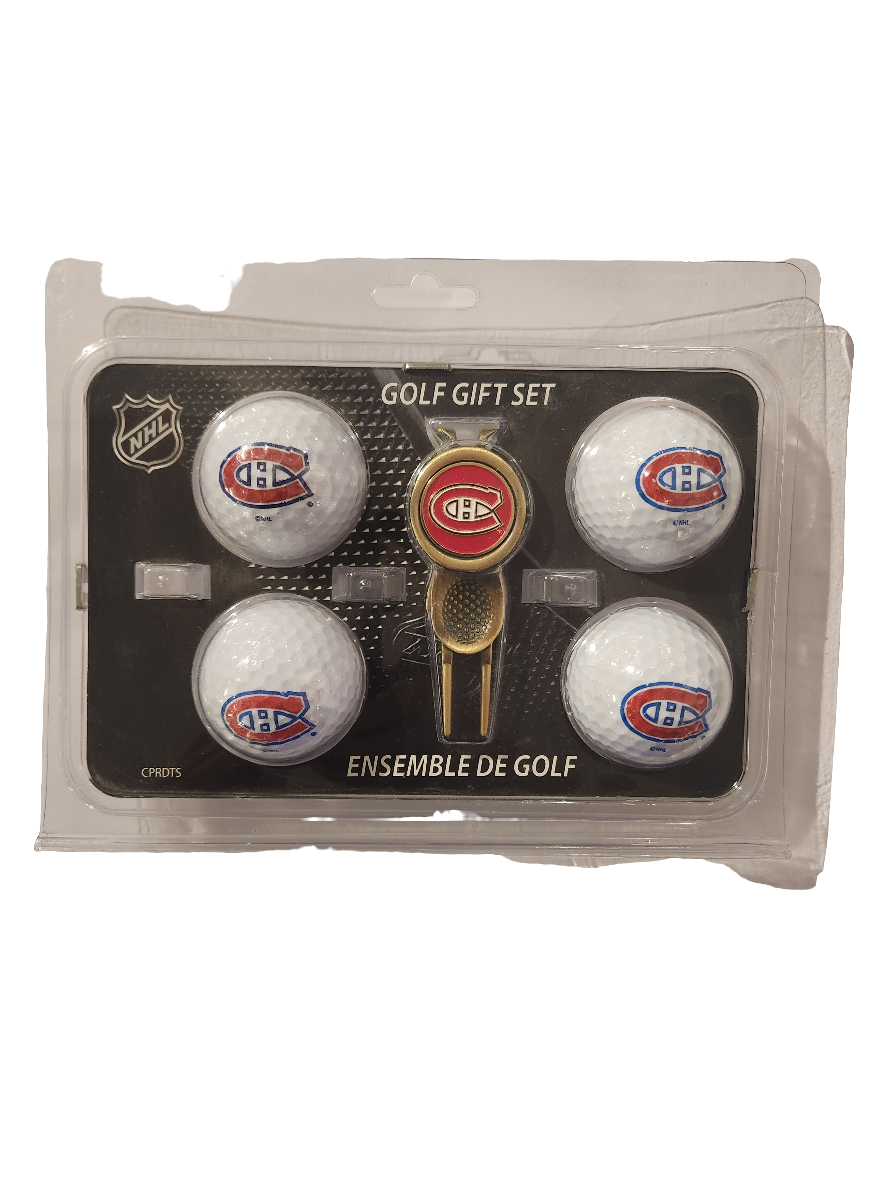 Ensemble cadeau de 4 balles et outils de divot des Canadiens de Montréal LNH