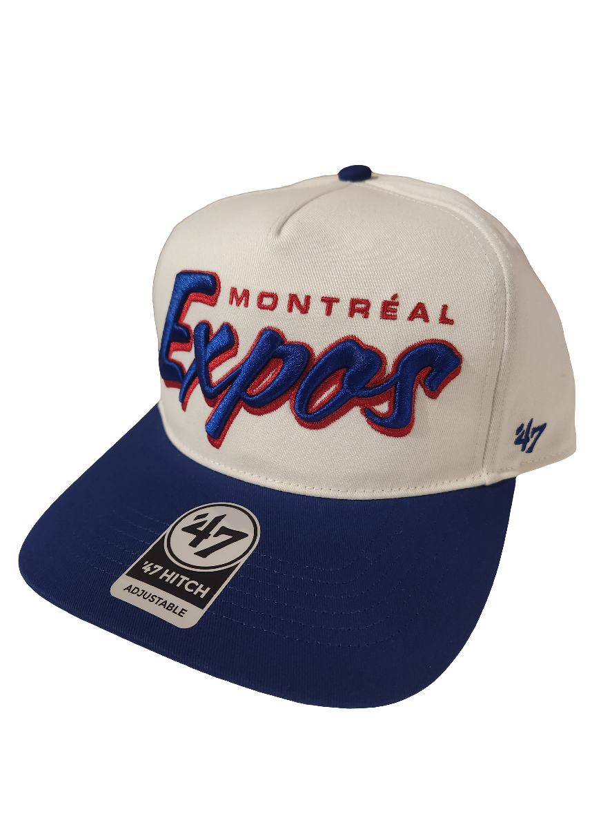 Casquette Snapback MLB 47 Brand pour homme des Expos de Montréal, blanche, avec logo Drop Shadow Hitch