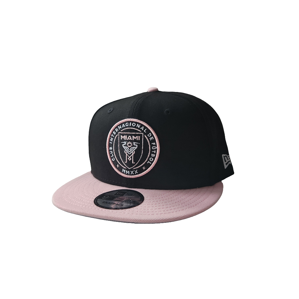 Casquette snapback bicolore noire et rose 9Fifty pour homme, Inter Miami FC MLS New Era.