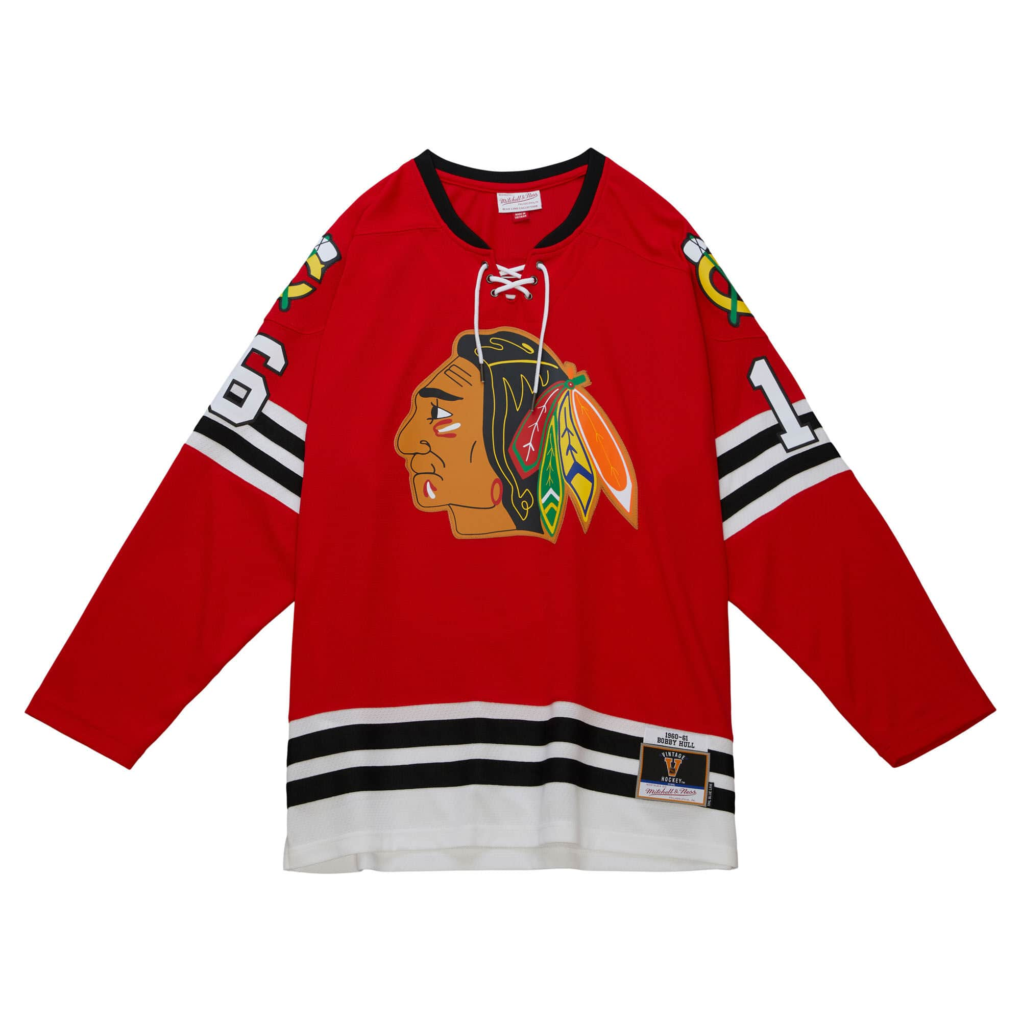 Bobby Hull Chicago Blackhawks NHL Mitchell & Ness Men's Red 1960 Blue Line Authentic Jersey