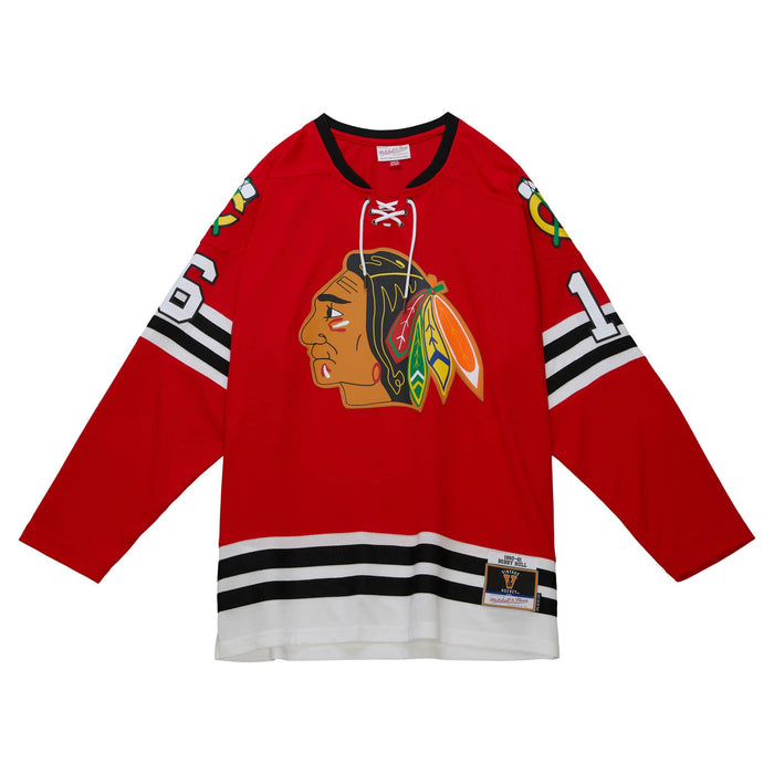 Bobby Hull Chicago Blackhawks NHL Mitchell & Ness Men's Red 1960 Blue Line Authentic Jersey M (40)