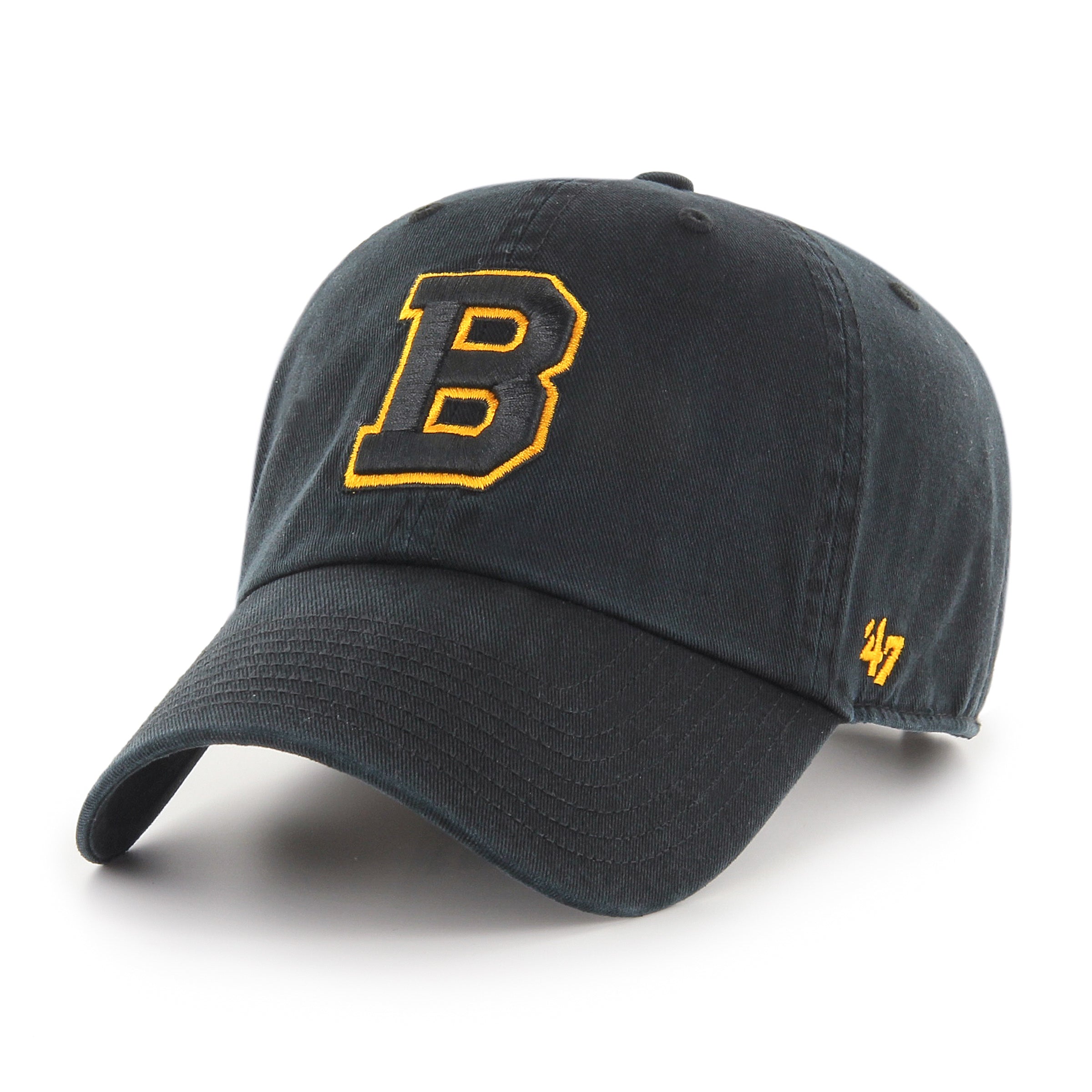 Boston Bruins NHL 47 Brand Men's Black Vintage 1933 Clean Up Adjustable Hat