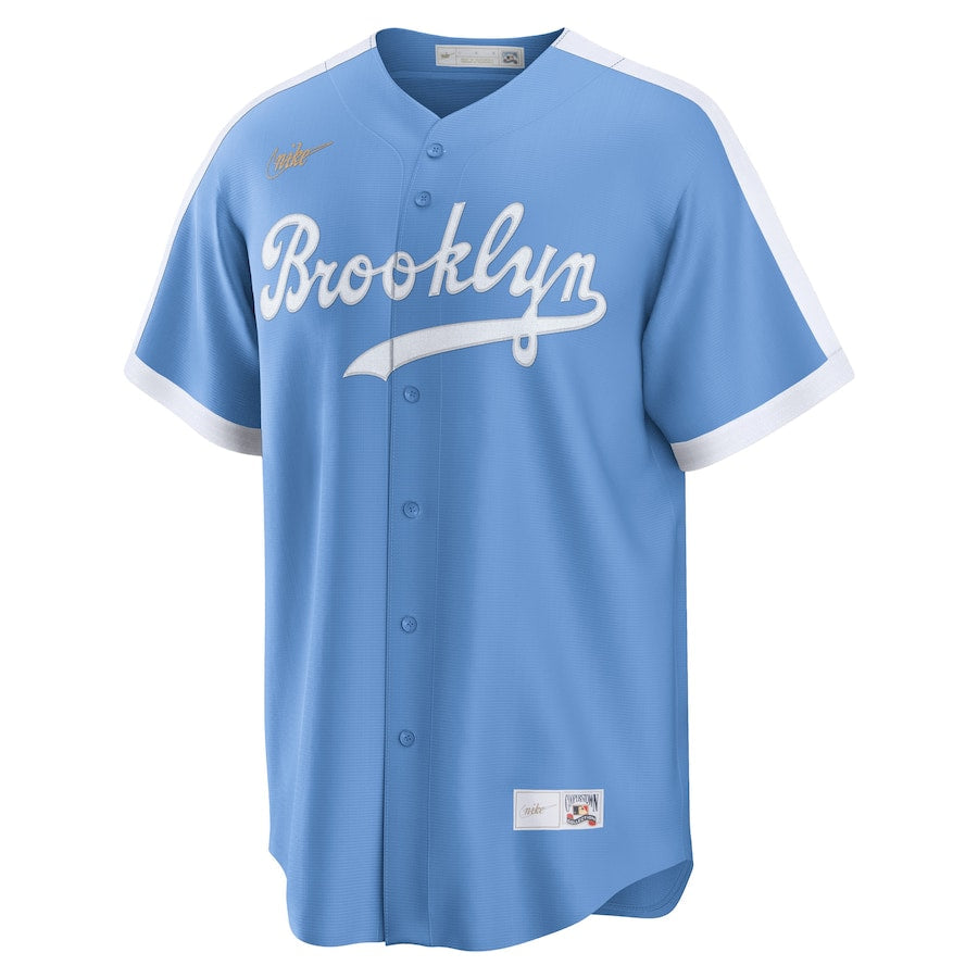 Brooklyn Dodgers MLB Nike Men's Columbia Blue Cooperstown Alternate Replica Jersey