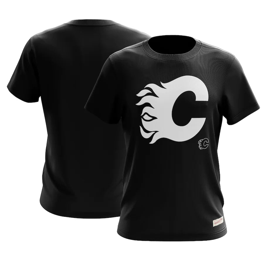 Calgary Flames NHL Mitchell & Ness Men's Black Negative Space T-Shirt