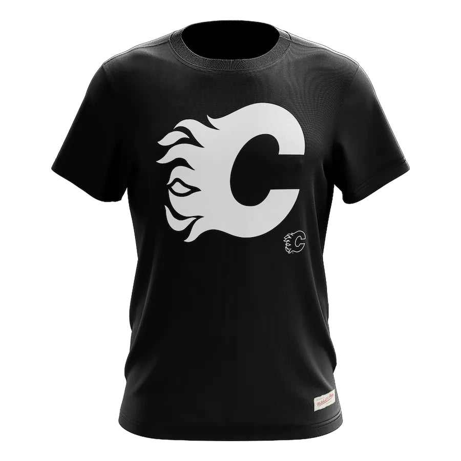 Calgary Flames NHL Mitchell & Ness Men's Black Negative Space T-Shirt