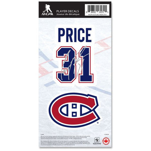 Carey Price Montreal Canadiens NHL 4"x8" Player Decal