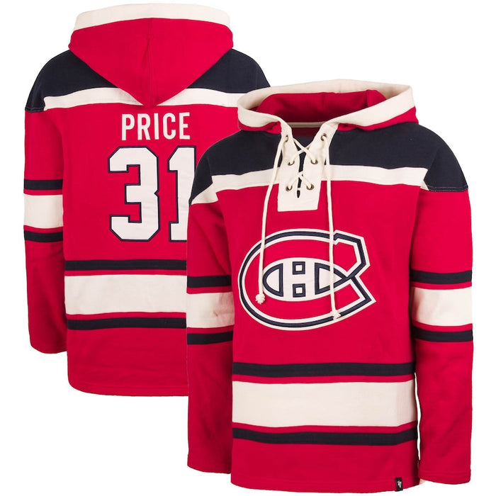 Carey Price Montreal Canadiens NHL 47 Brand Men's Red Heavyweight Lacer Hoodie