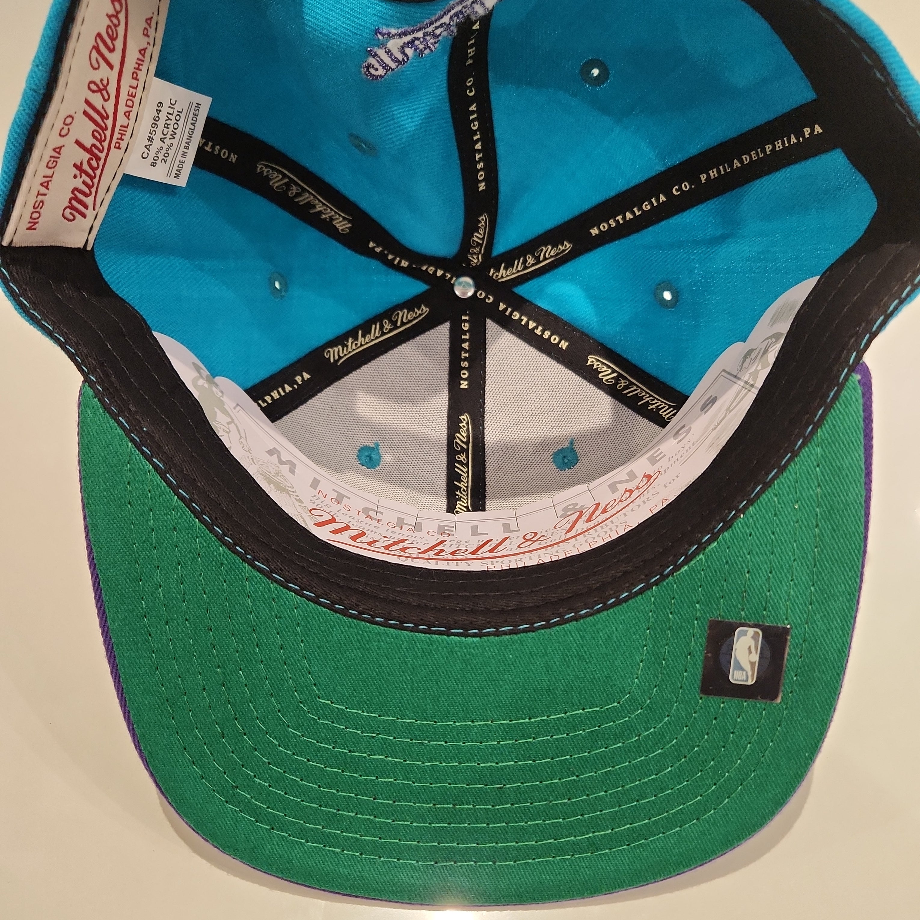 Charlotte Hornets NBA Mitchell & Ness Men's Teal/Purple Two Tone Snapback