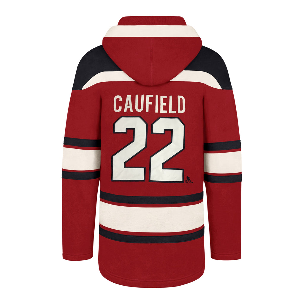 Montreal Canadiens Cole Caufield NHL '47 Heavyweight Jersey Lacer Hoodie - Red - Cotton/Polyester Blend - Size XL - SportBuff