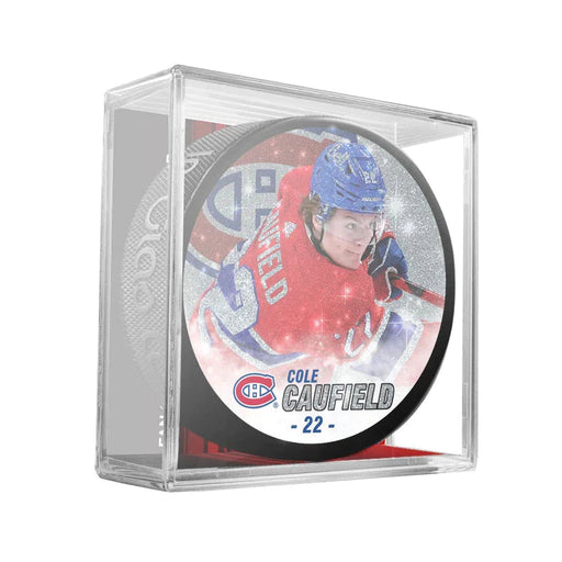 Cole Caufield Montreal Canadiens NHL Inglasco Souvenir Glitter Hockey Puck
