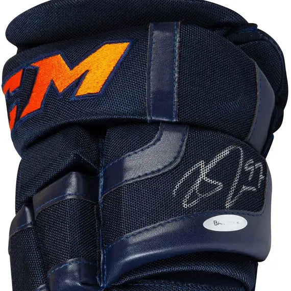 Gants autographiés Connor McDavid Edmonton Oilers NHL CCM Navy 2017