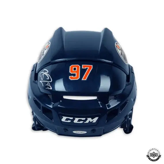 Connor McDavid Edmonton Oilers NHL CCM Navy Autographed Authentic HTV08 Helmet