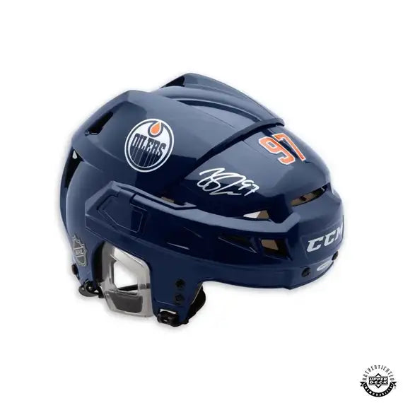 Connor McDavid Edmonton Oilers NHL CCM Navy Autographed Authentic HTV08 Helmet