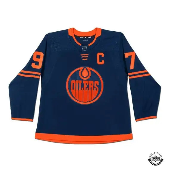 Connor McDavid Edmonton Oilers NHL Adidas Marine Maillot Authentique Alterné Autographié