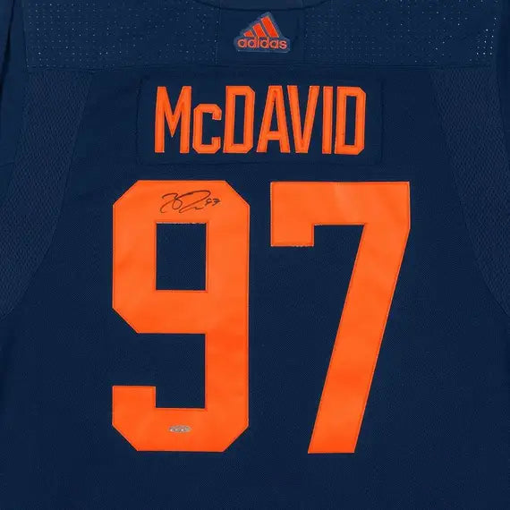 Connor McDavid Edmonton Oilers NHL Adidas Marine Maillot Authentique Alterné Autographié