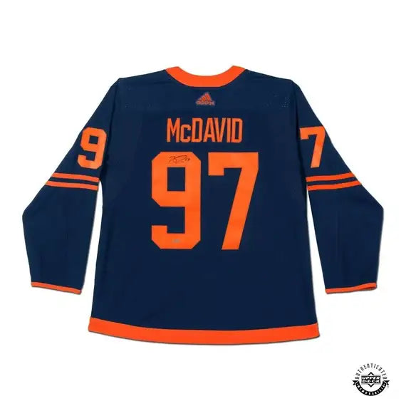 Connor McDavid Edmonton Oilers NHL Adidas Marine Maillot Authentique Alterné Autographié