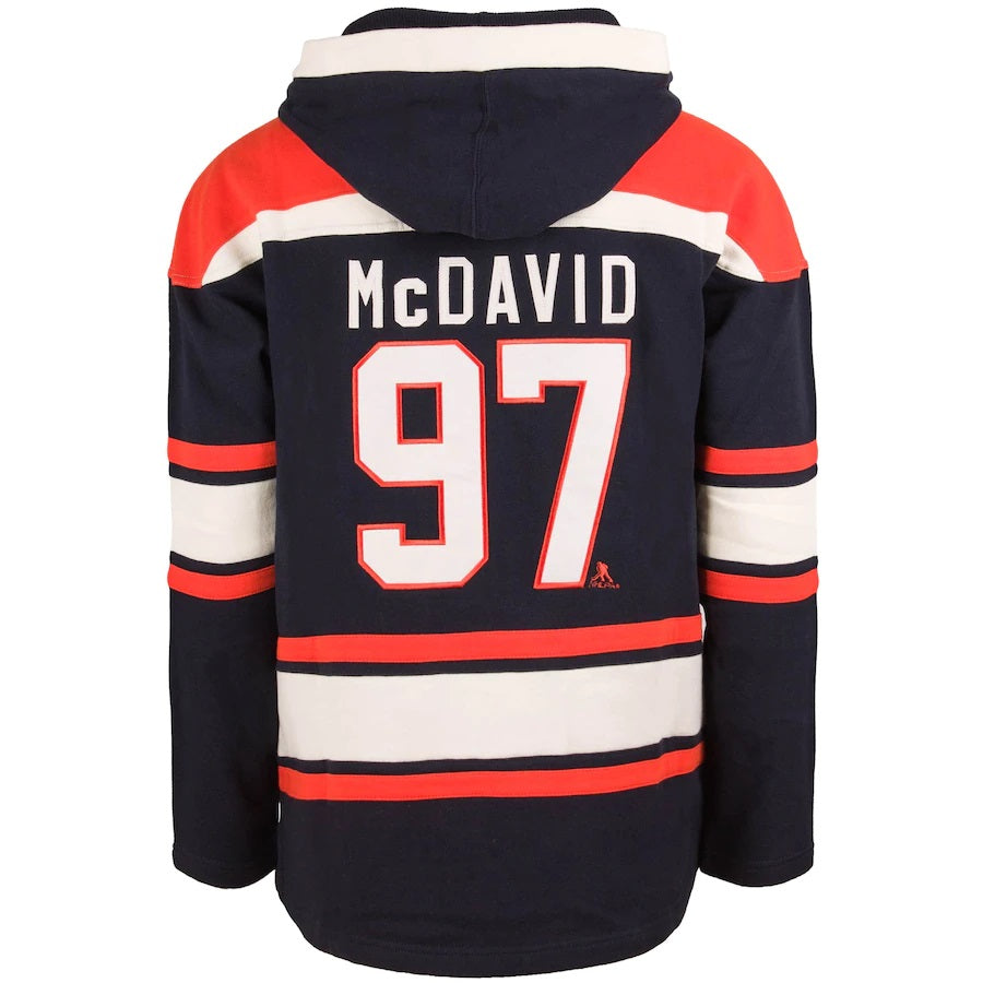 Connor McDavid Edmonton Oilers NHL 47 Brand Men's Navy Heavyweight Lacer Hoodie