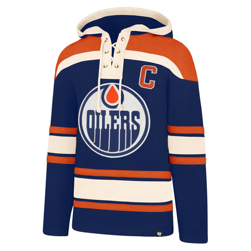 Connor McDavid Edmonton Oilers NHL 47 Brand Men's Navy Heavyweight Lacer Hoodie