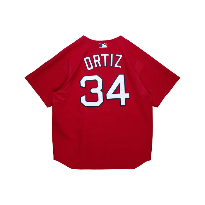 Men's Mitchell & Ness David Ortiz Red Boston Sox Cooperstown Collection Mesh Batting Practice Button-Up Jersey Size: Large