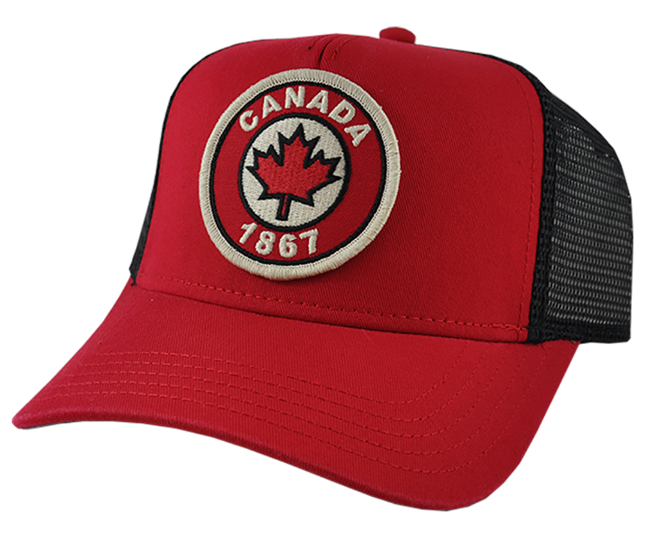 Destination Canada Men's Red Valin Mesh Adjustable Hat