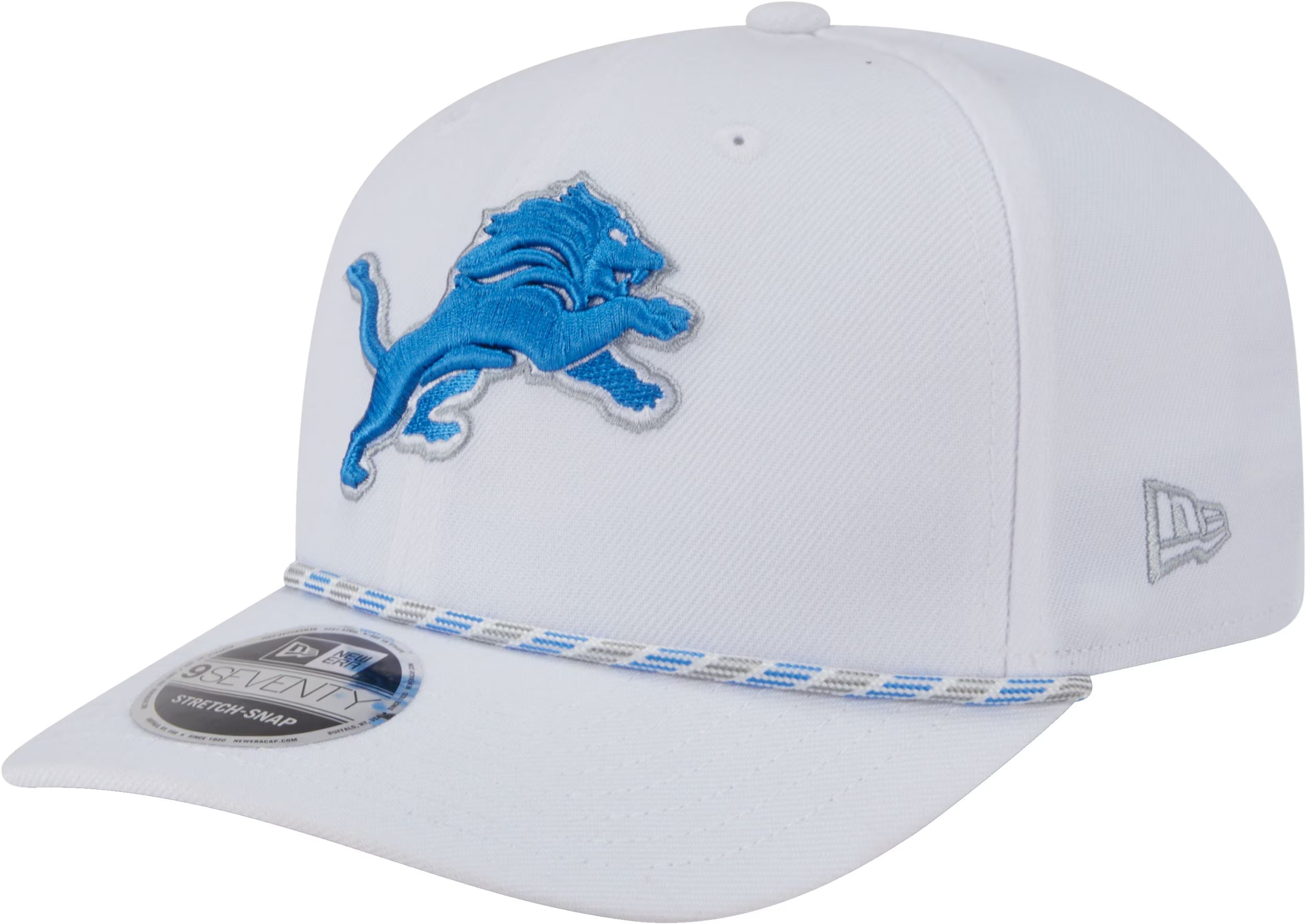 Casquette snapback extensible multi-cordes New Era 9Seventy pour homme, Detroit Lions NFL, blanche