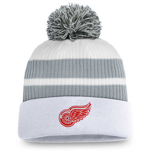 Detroit Red Wings NHL Fanatics Branded Men's White Special Edition Beanie Cuff Pom Knit Hat