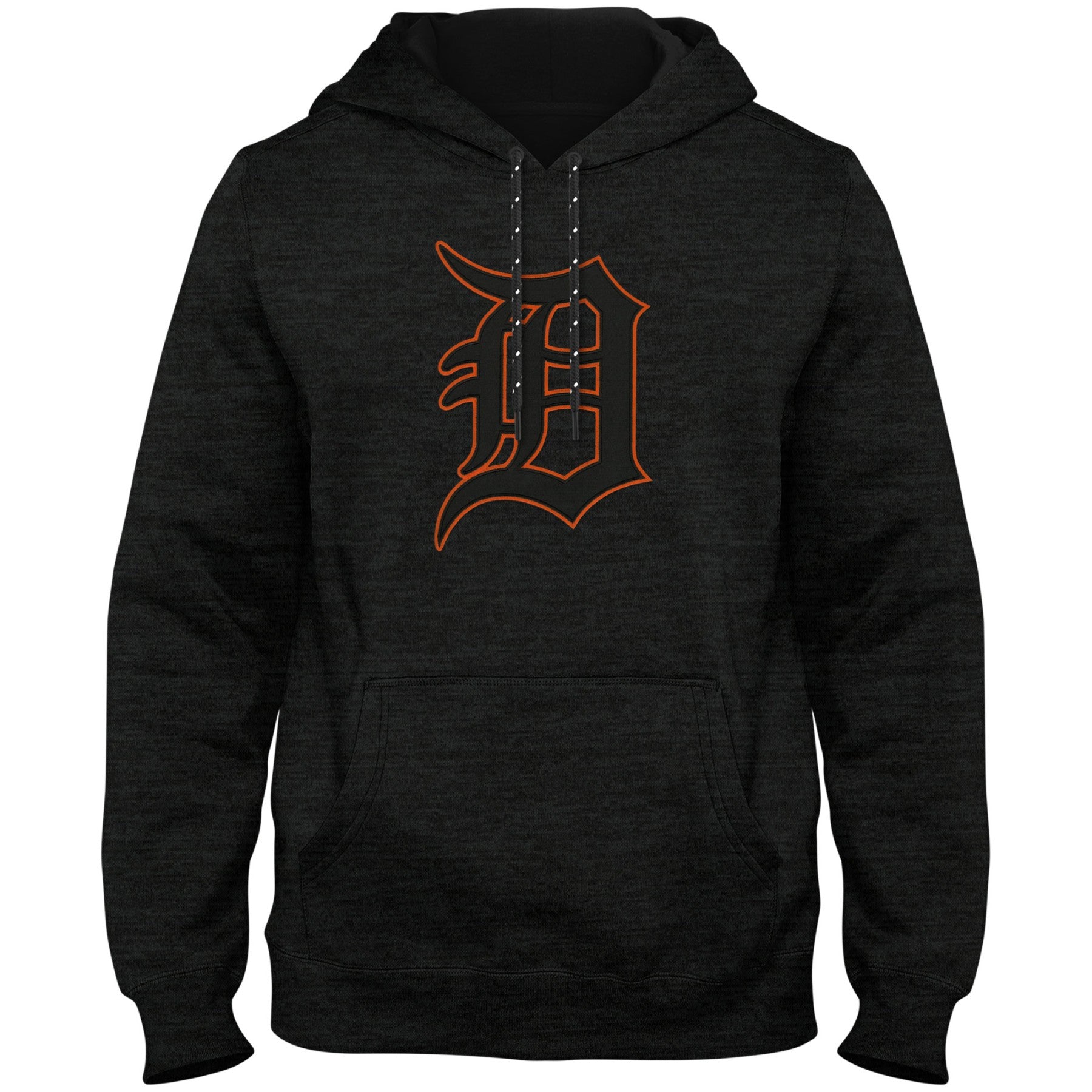 Detroit Tigers MLB Bulletin Men's Black Melange Express Black on Black Twill Logo Hoodie