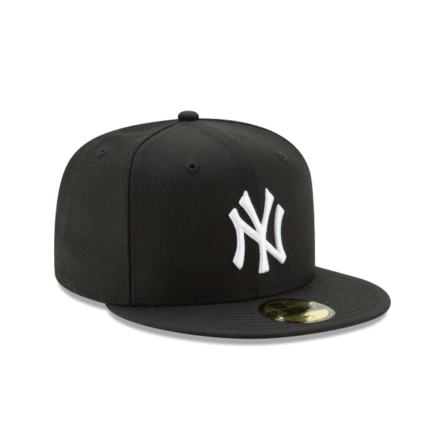 New York Yankees MLB New Era Casquette ajustée noire/blanche 59Fifty Basic pour hommes